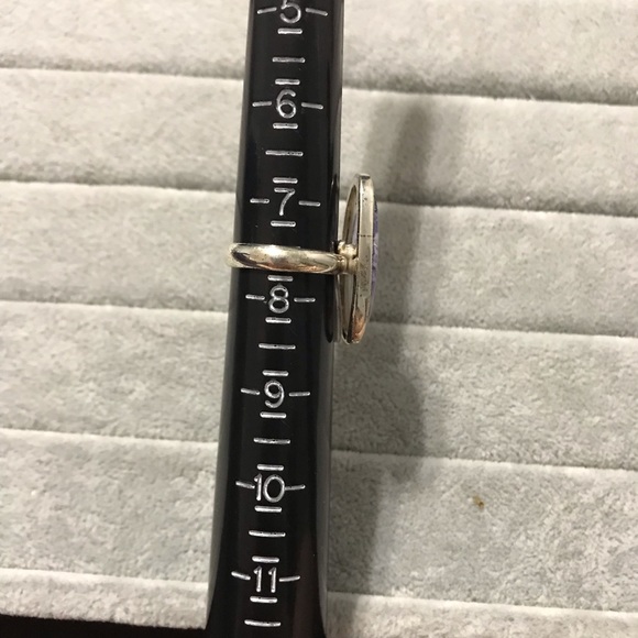 New Sterling Silver Adjustable Purple Wonky Morado Violet Flame Opal Ring Sz 7.5 - Picture 6 of 16